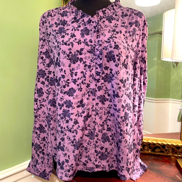 Purple Floral Button Down - Picture 2 of 6